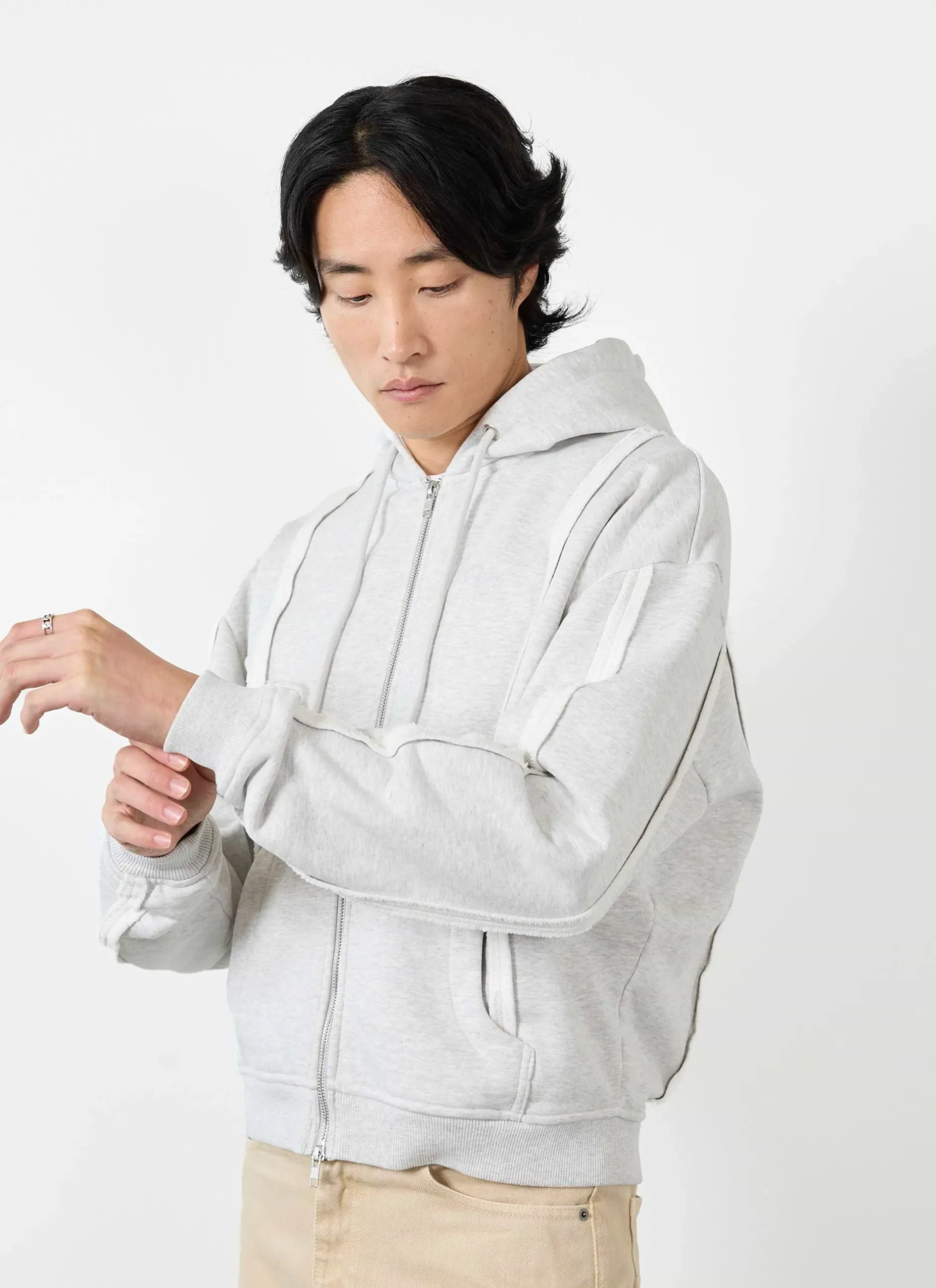 Percival Hoodies^Standing Zip Hoodie Heather Grey