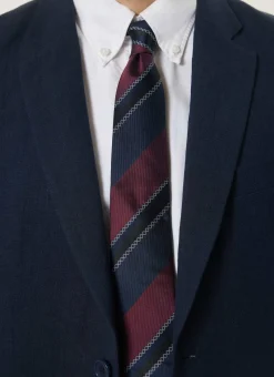 Percival Ties|Ties^Stripe Cross Stitch Tie Burgundy