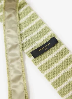 Percival Ties|Ties^Stripe Linen Tie Sage Marl