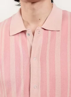 Percival Short Sleeve Shirts|Knitted Shirts^Striped Knitted Shirt Pink