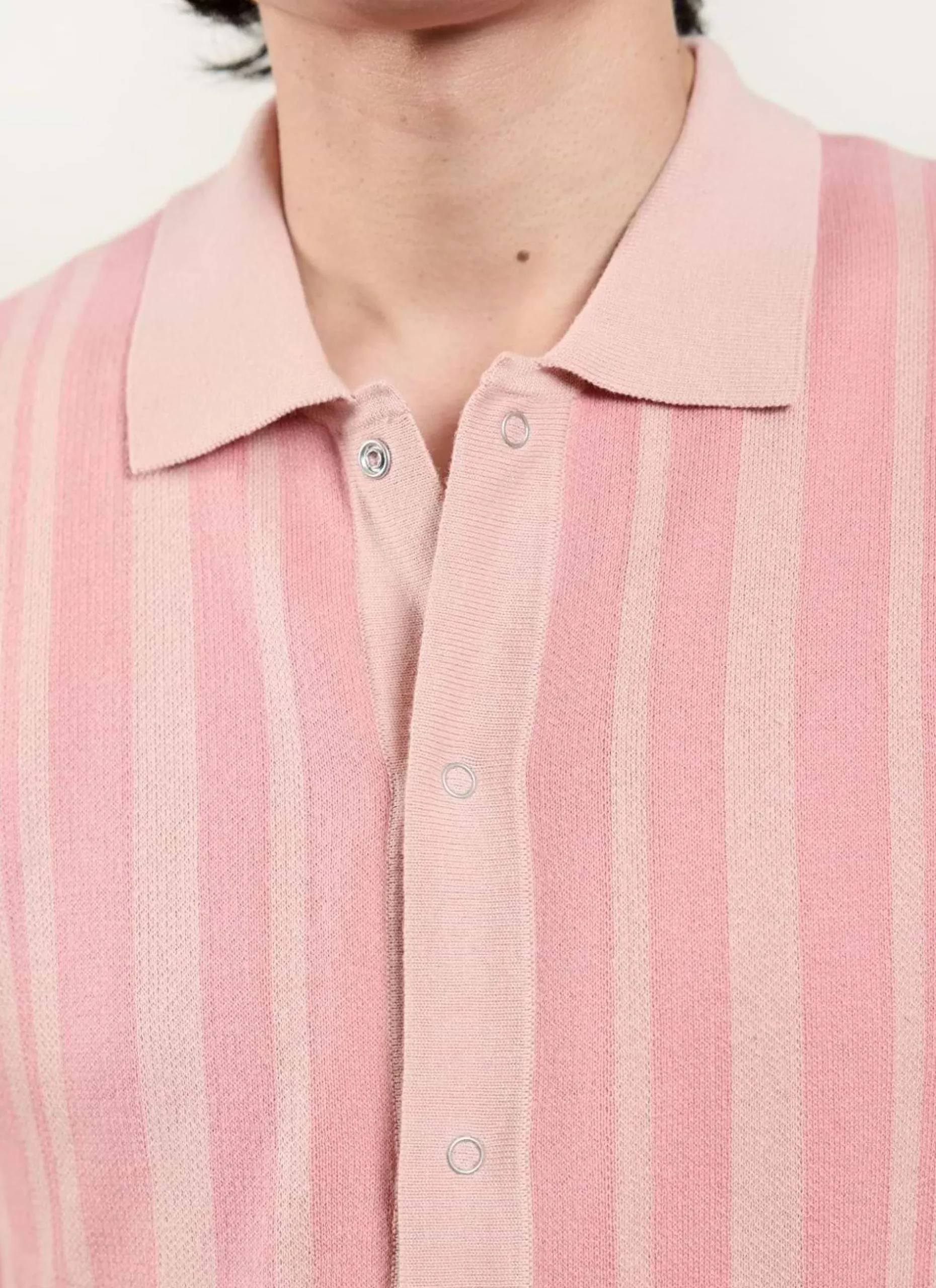 Percival Short Sleeve Shirts|Knitted Shirts^Striped Knitted Shirt Pink