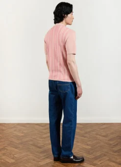 Percival Short Sleeve Shirts|Knitted Shirts^Striped Knitted Shirt Pink