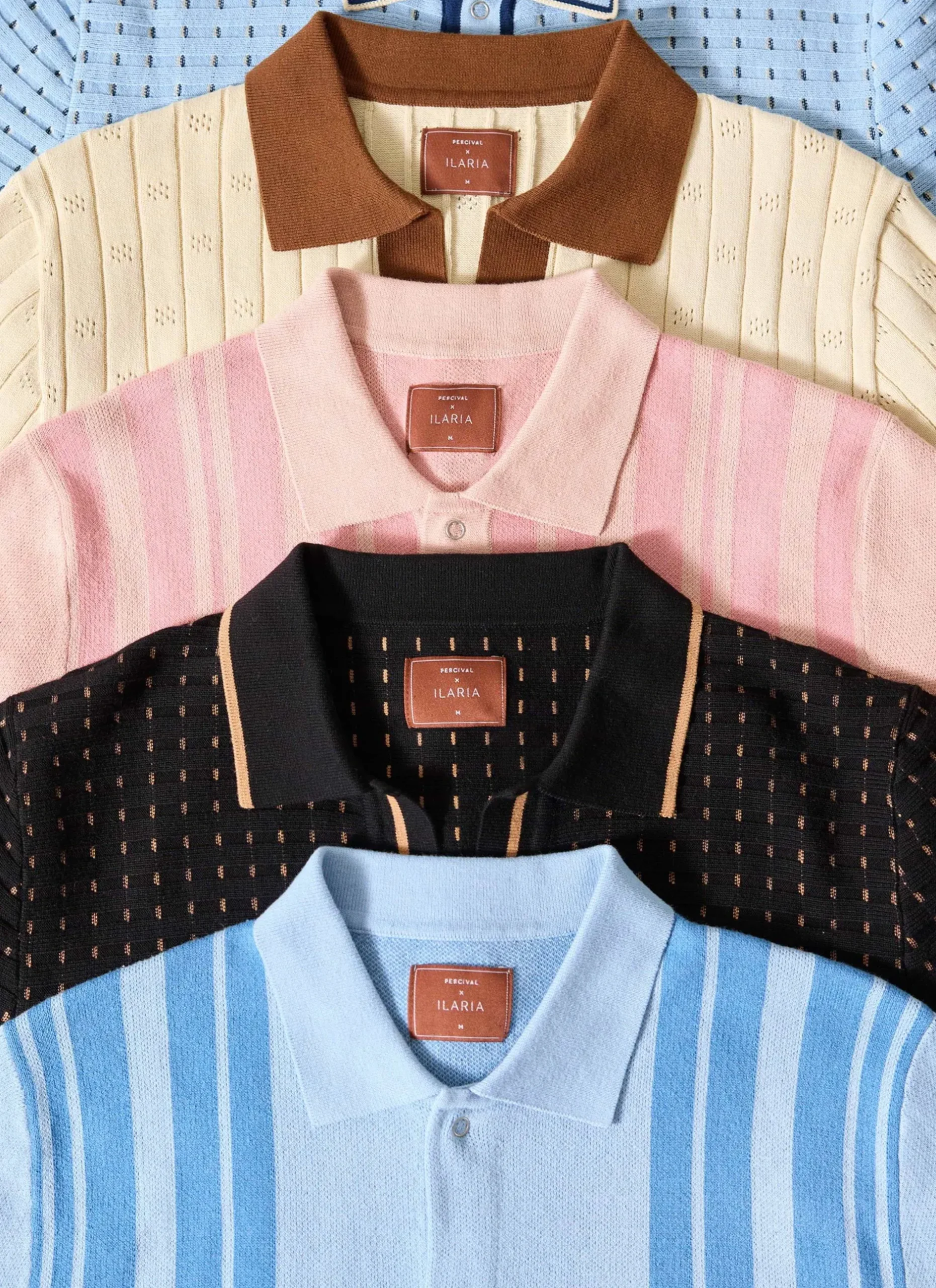 Percival Short Sleeve Shirts|Knitted Shirts^Striped Knitted Shirt Pink