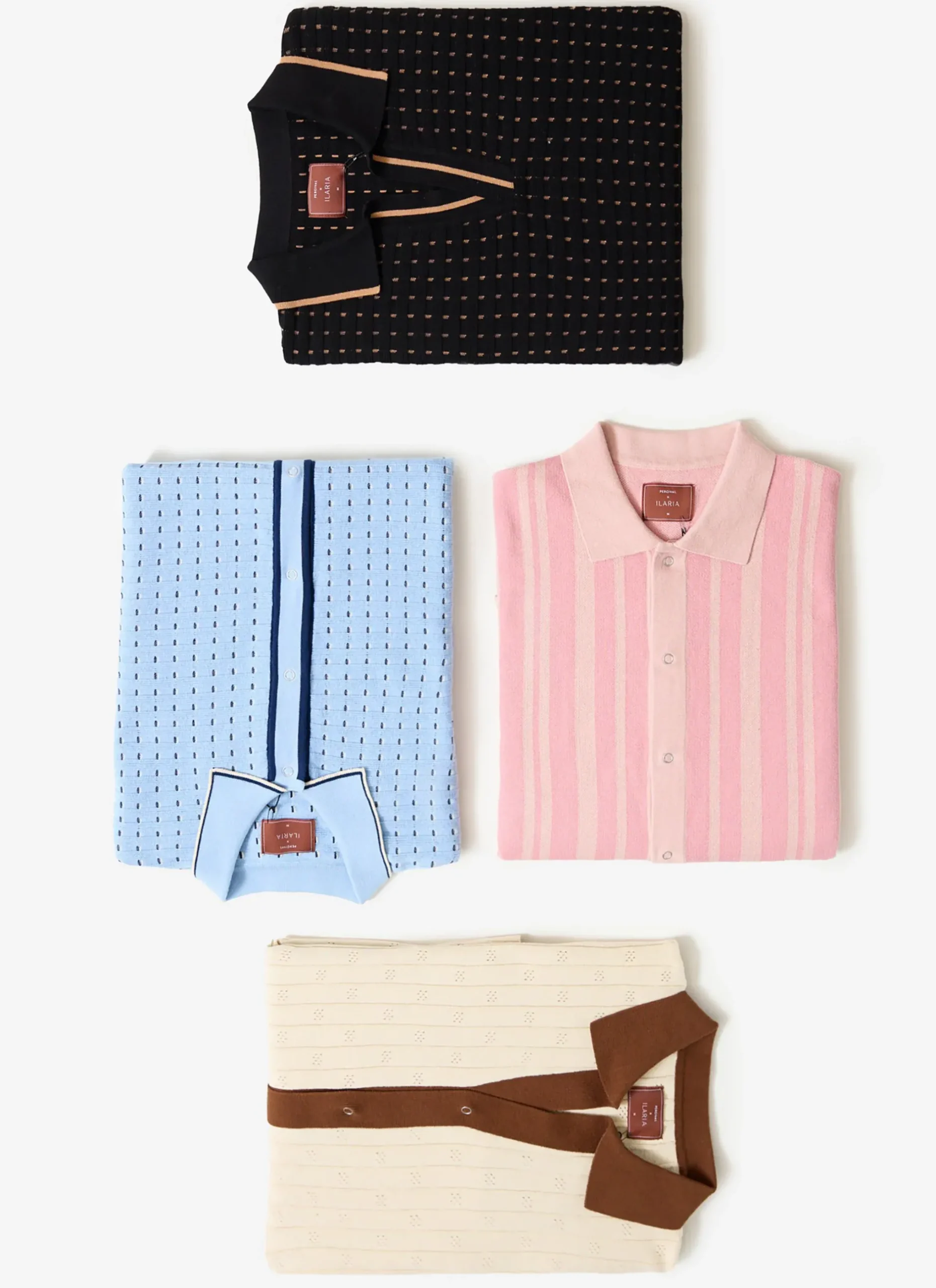 Percival Short Sleeve Shirts|Knitted Shirts^Striped Knitted Shirt Pink