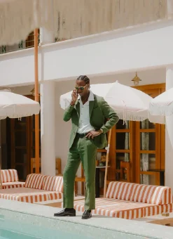 Percival Linen Blazers & Jackets|Race Day Suits^Tailored Linen Blazer Forest