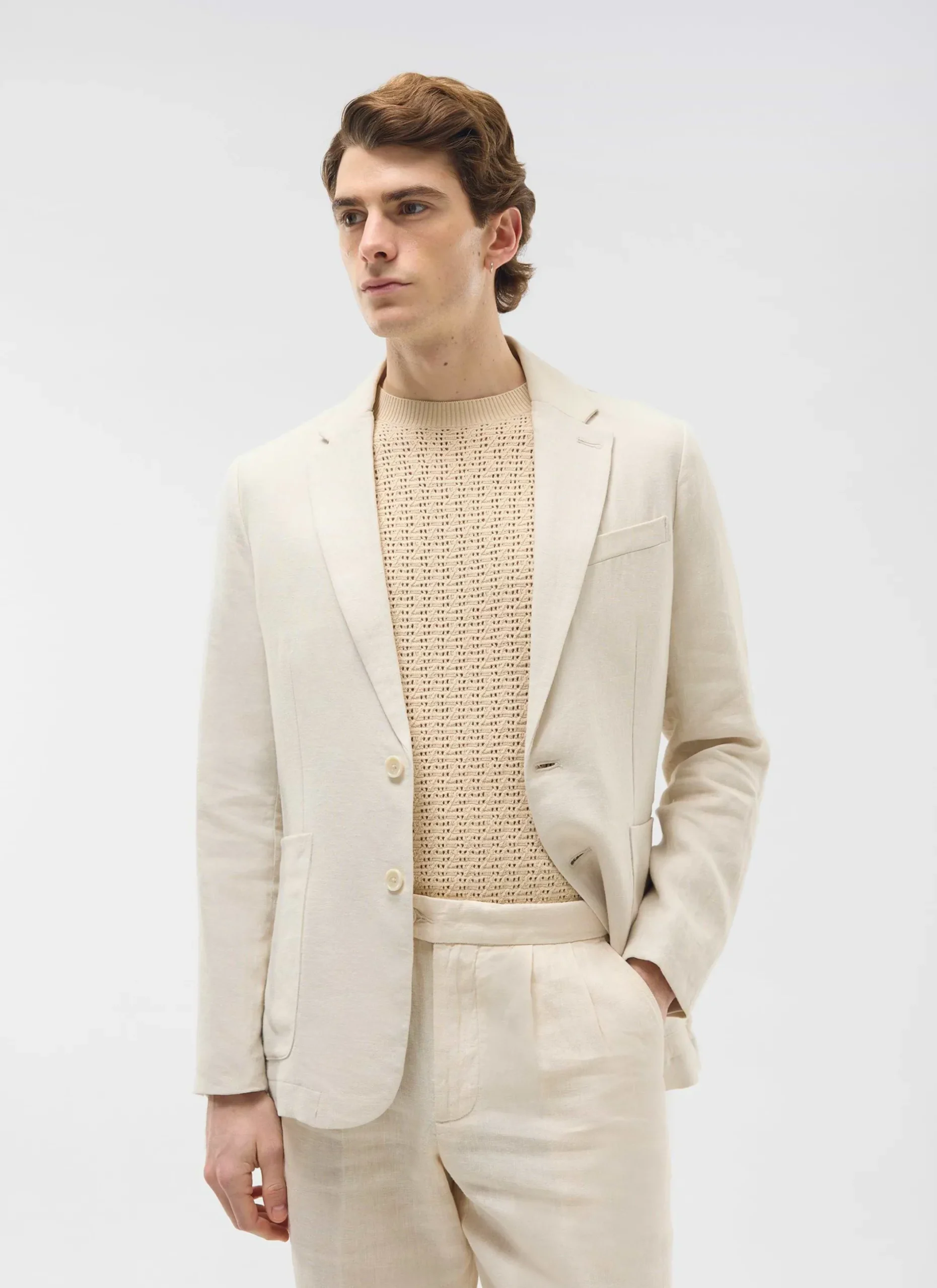 Percival Linen Blazers & Jackets|Race Day Suits^Tailored Linen Blazer Cream