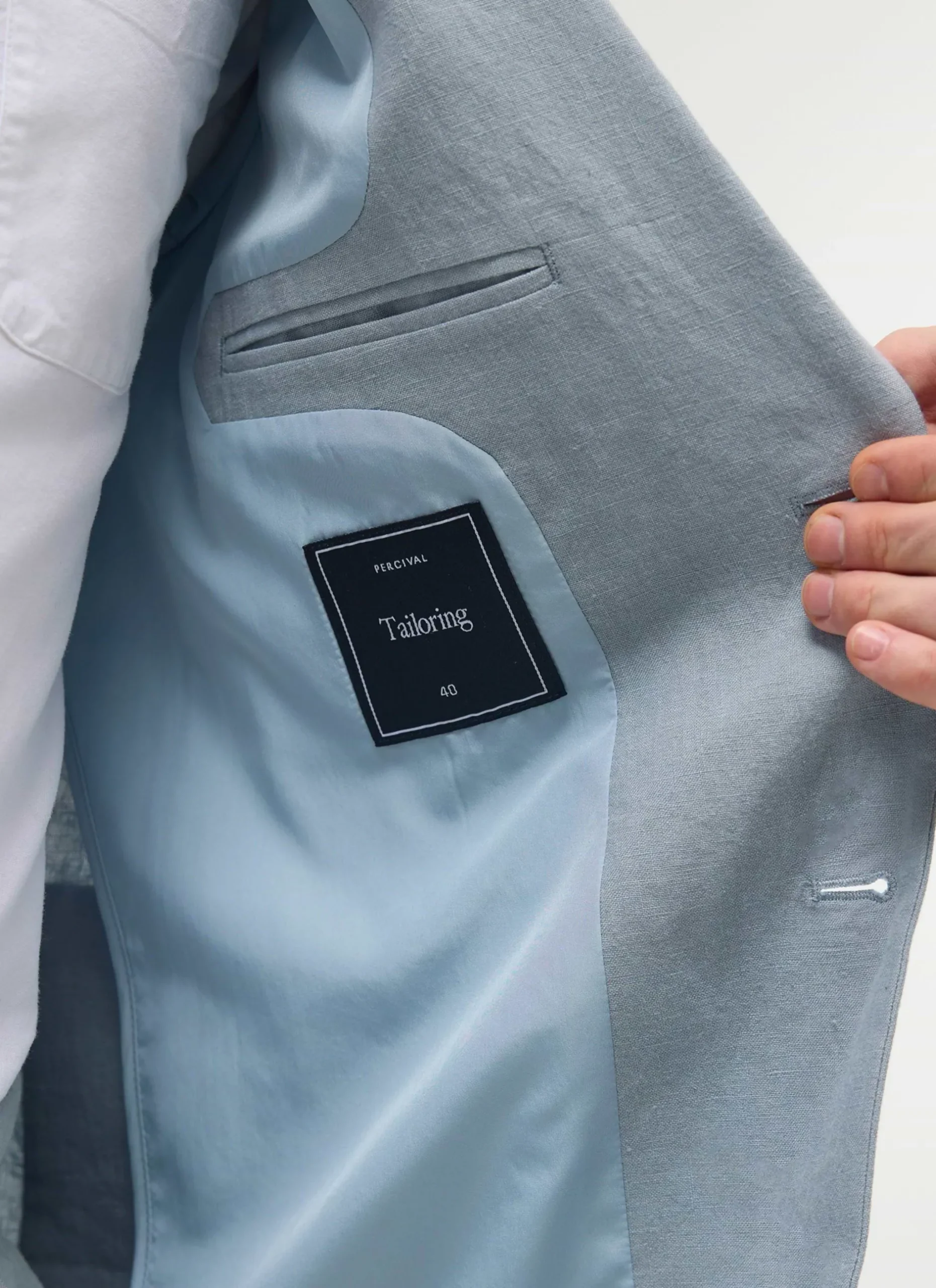Percival Linen Blazers & Jackets|Race Day Suits^Tailored Linen Blazer Light Blue