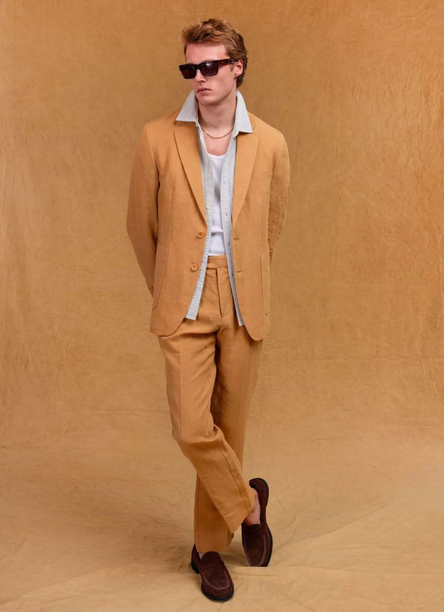 Percival Linen Blazers & Jackets|Race Day Suits^Tailored Linen Blazer Camel