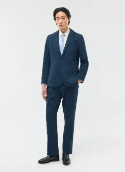 Percival Straight Leg Trousers|Seersucker Suits^Tailored Seersucker Trousers Navy