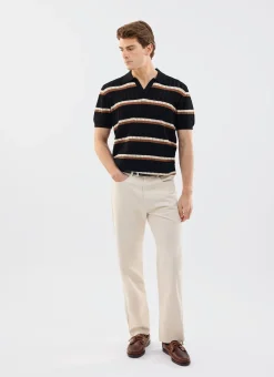 Percival Short Sleeve Shirts|Polo Shirts^Tessaro Knitted Stripe Polo Black