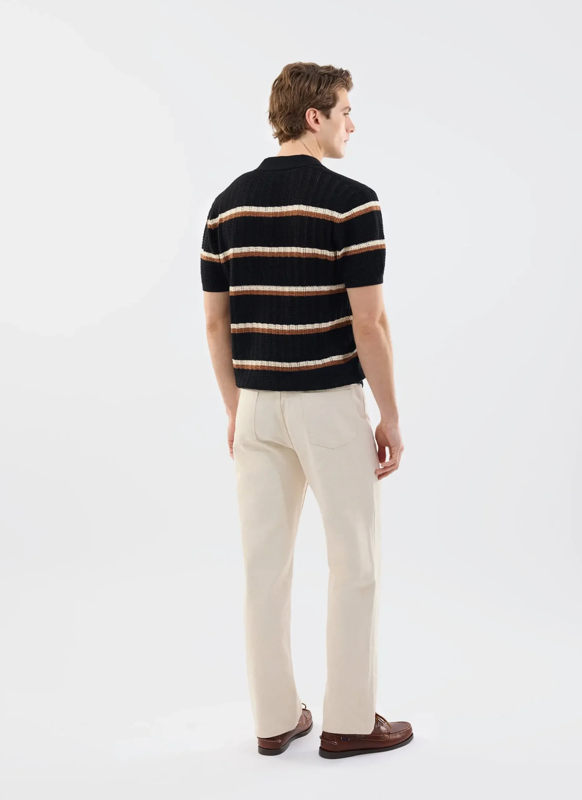 Percival Short Sleeve Shirts|Polo Shirts^Tessaro Knitted Stripe Polo Black