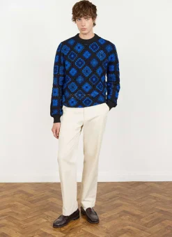 Percival Jumpers & Sweaters^Verso Crochet Knitted Crew Neck Jumper Indigo