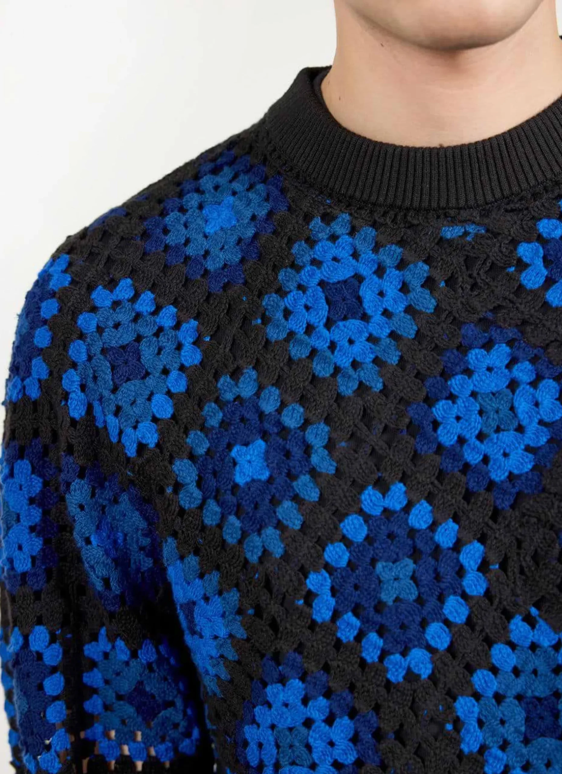 Percival Jumpers & Sweaters^Verso Crochet Knitted Crew Neck Jumper Indigo