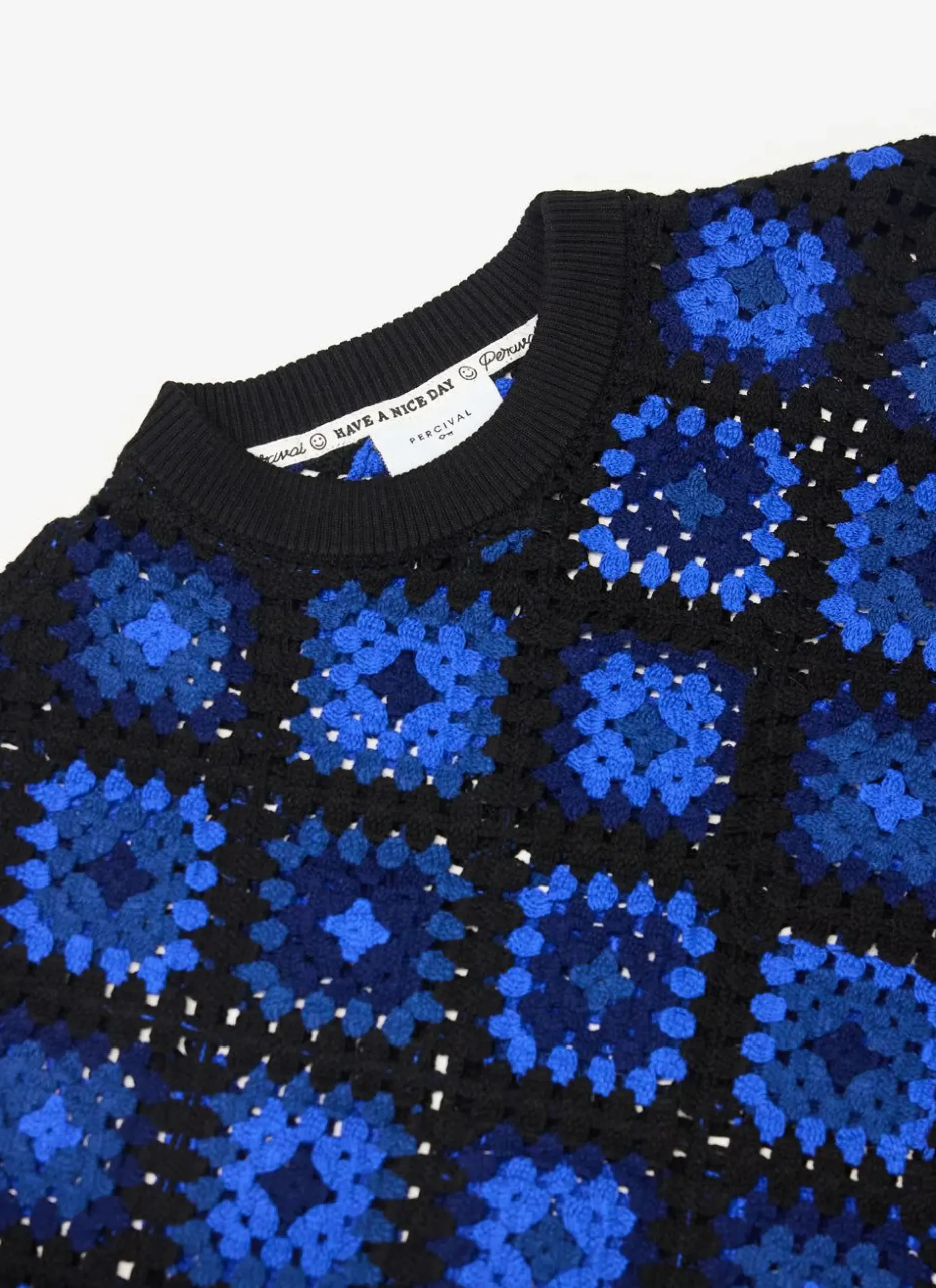 Percival Jumpers & Sweaters^Verso Crochet Knitted Crew Neck Jumper Indigo