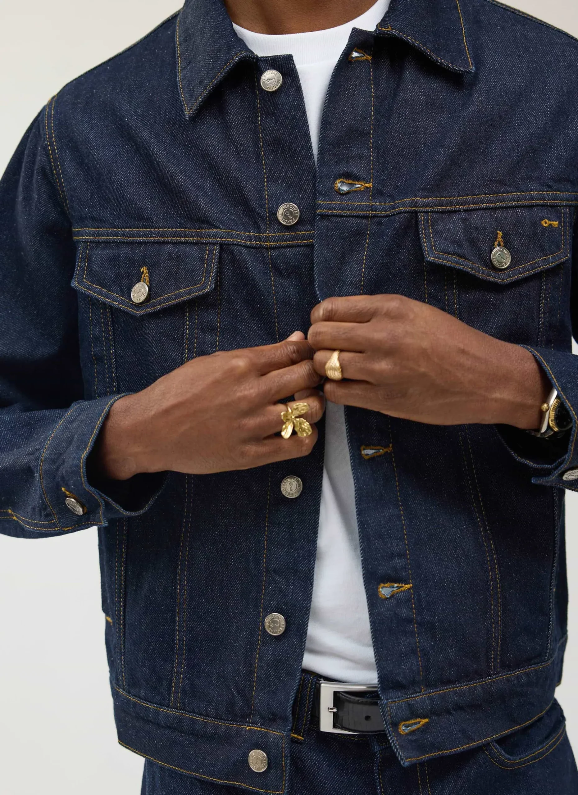 Percival Jackets|Denim Jackets^Western Trucker Jacket Dark Indigo