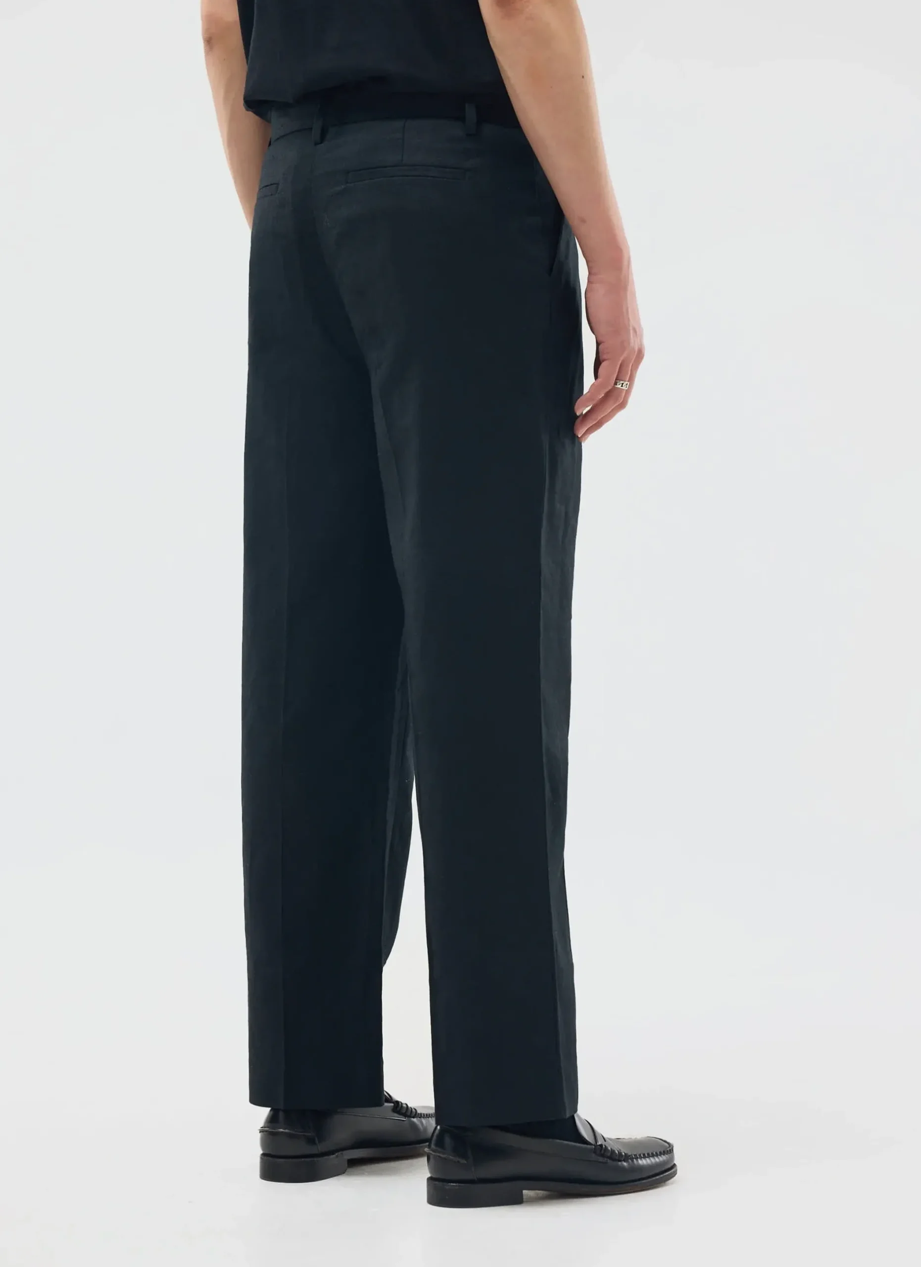 Percival Straight Leg Trousers|Linen Trousers^Wide Leg Trousers Black