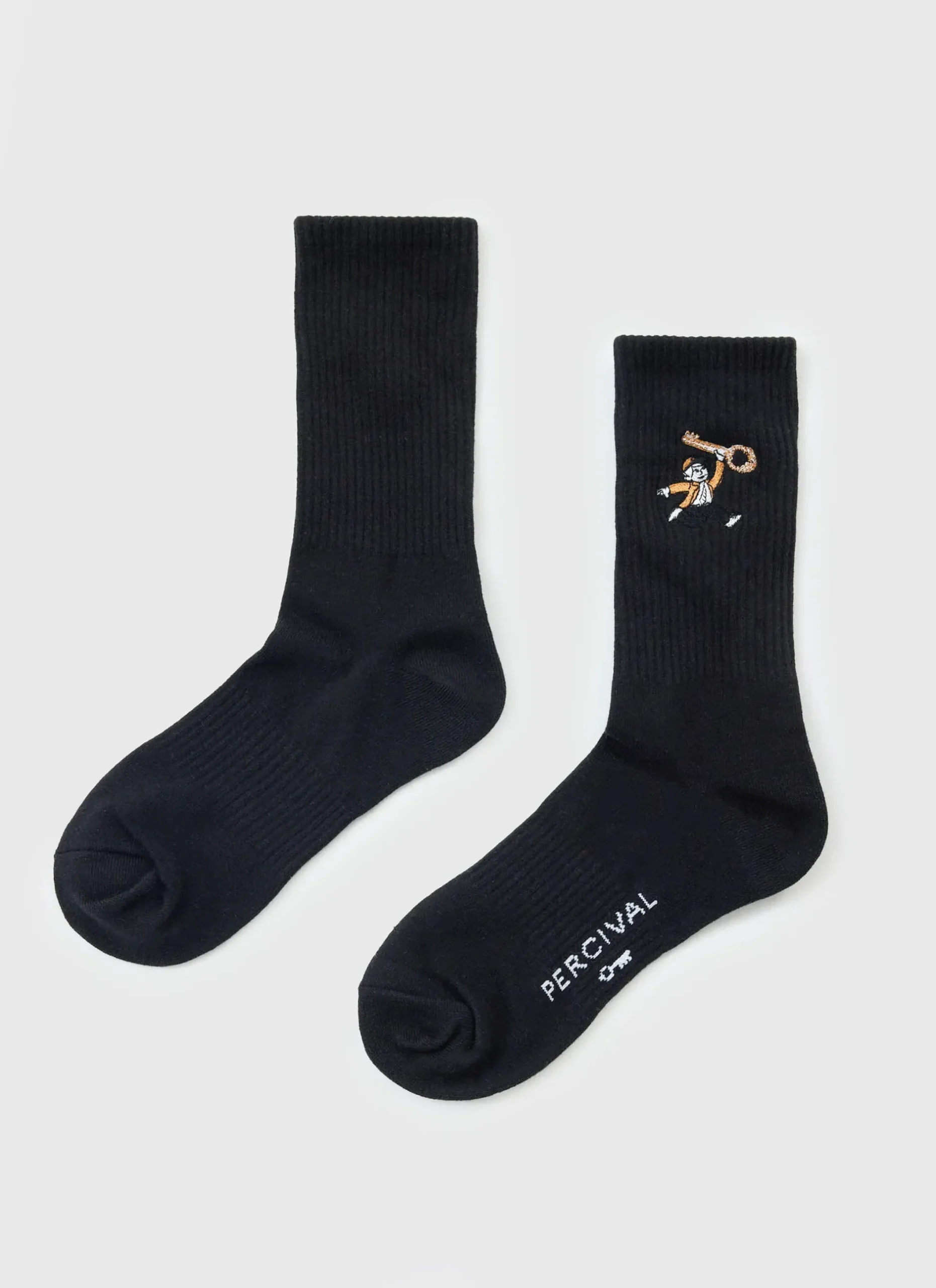 Percival Socks^World Key Embroidered Socks Black
